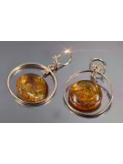 Russian Soviet silver rose gold plated 925 Amber earrings veab010